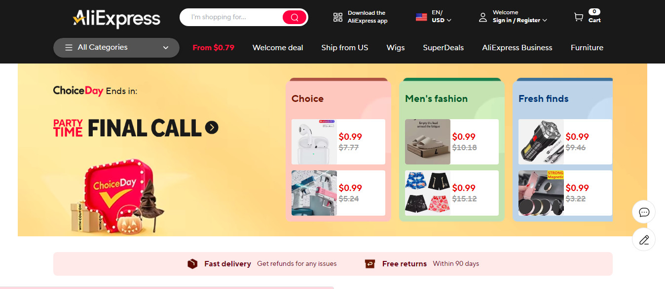 AliExpress website